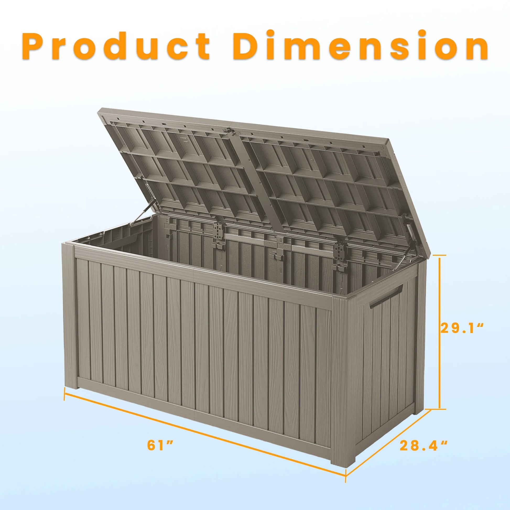 180 Gallon Resin Deck Box, Water-Resistant Lockable Outdoor Storage Box for Patio Organization