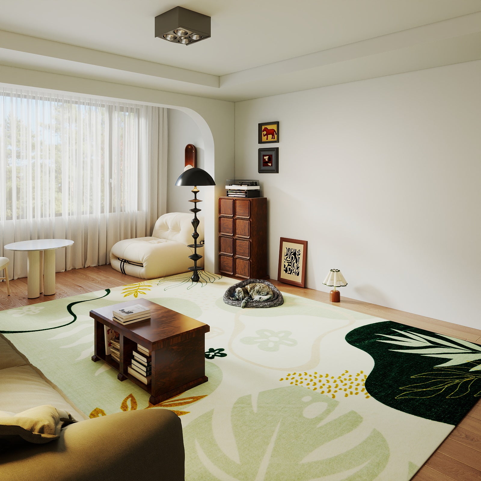 5x7ft Washable Abstract Print Multi-Color Area Rug, Thin Distressed Non-Slip Carpet for Living Room Bedroom,  Home Decor