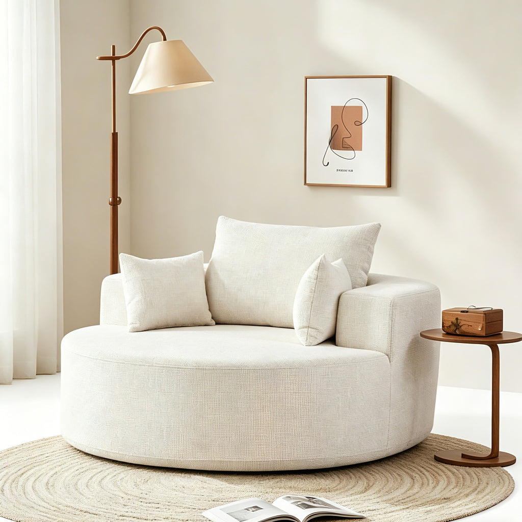 Plush Corduroy Sleeper Chair No Assembly Comfortable Single Sofa for Home Living Space