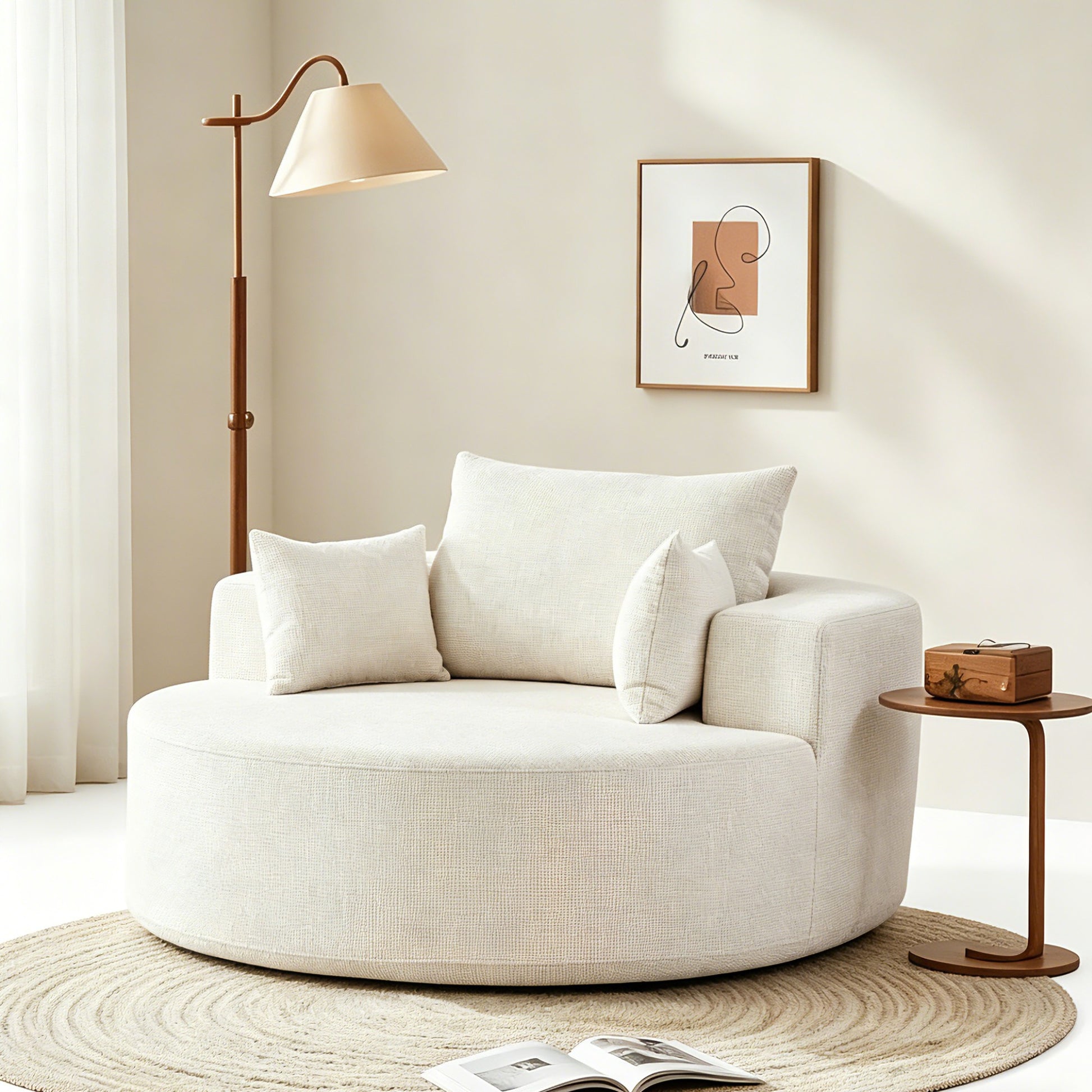 Plush Corduroy Sleeper Chair No Assembly Comfortable Single Sofa for Home Living Space