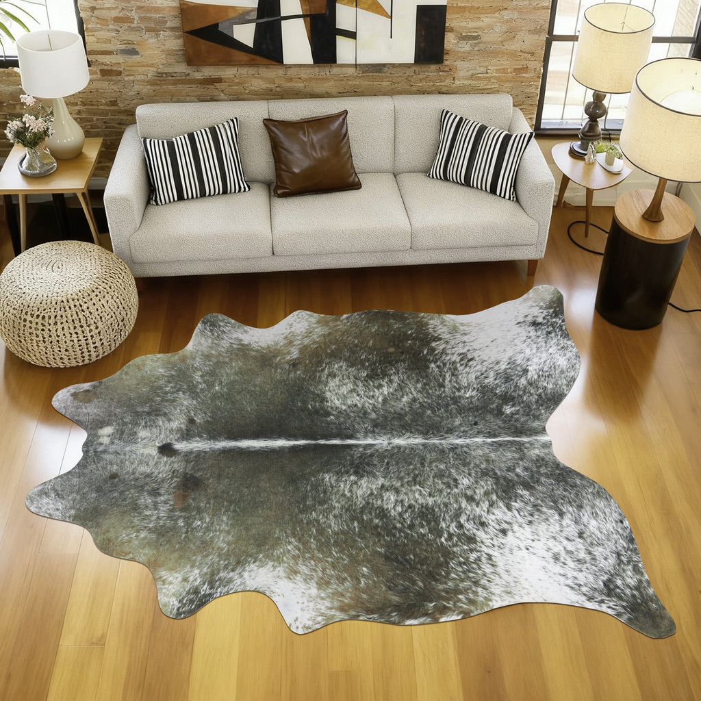 Faux Cowhide Rug 61x74.8 Inch, Western Animal Skin Carpet for Living Room Bedroom, Cowboy Cowgirl Home Decor