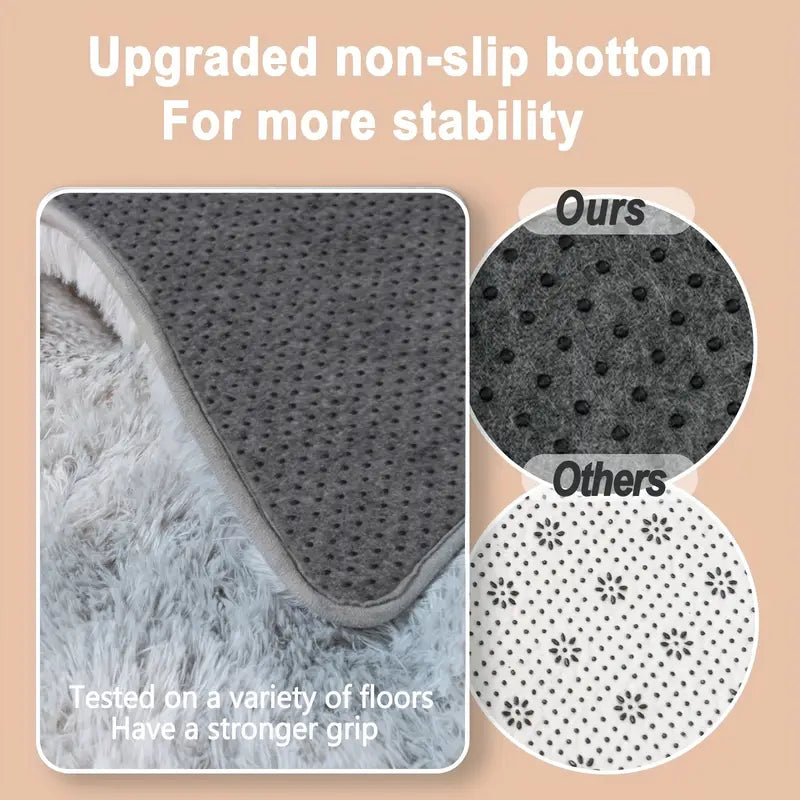 Tie-Dyed Gray Shag Rug, Ultra Soft 1.7" Plush, Non-Slip, 100% Polyester for Bedroom or Living Room