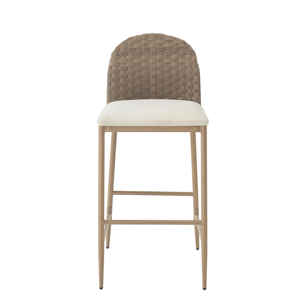 Farmhouse Barstools with Woven Rattan Back & Padded Seat - 29.5" Height (Set of 2)