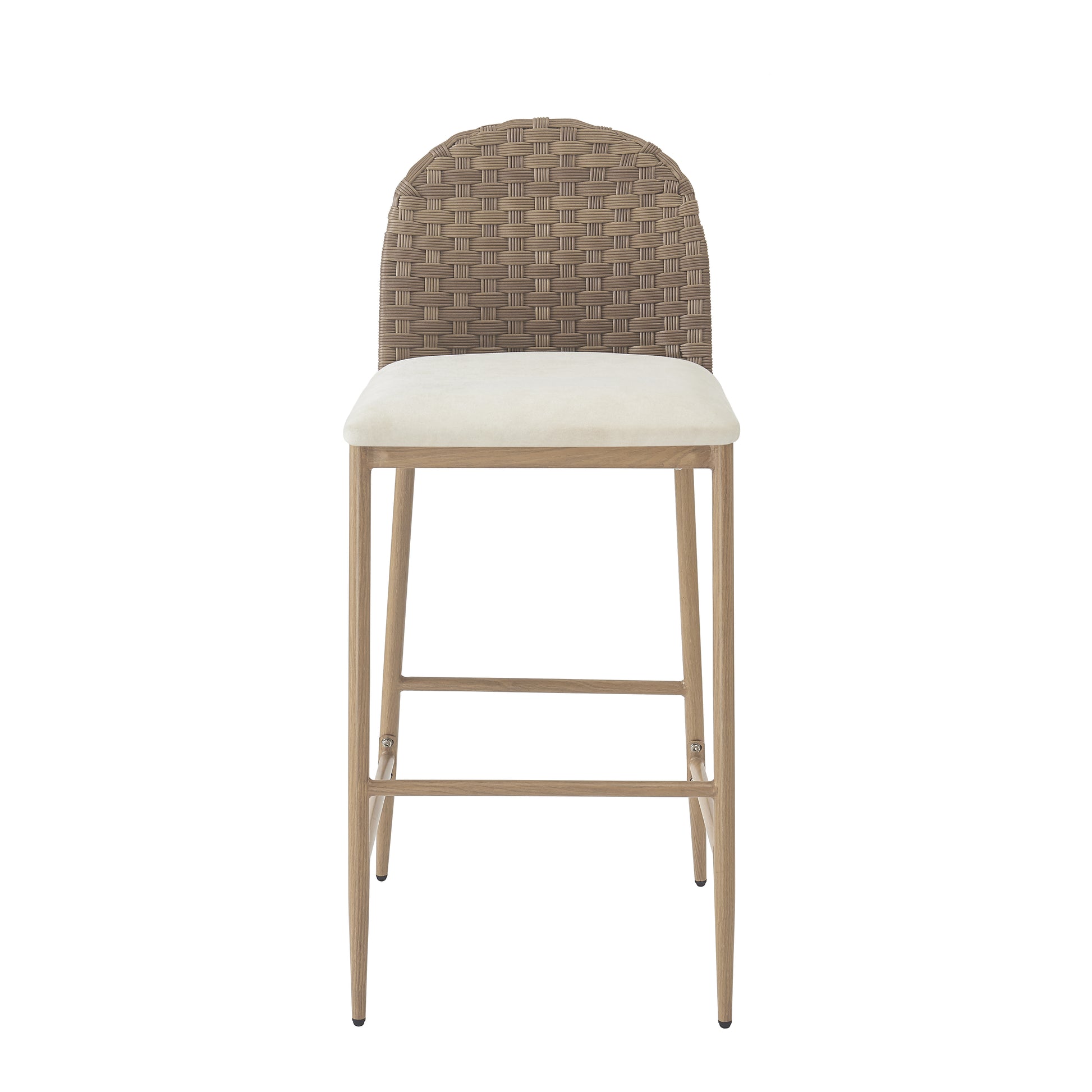 Farmhouse Barstools with Woven Rattan Back & Padded Seat - 29.5" Height (Set of 2)