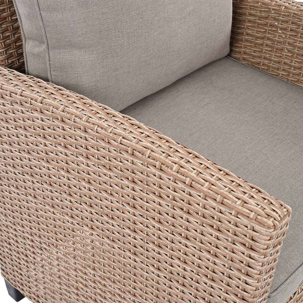 Chic Crate-Rustic Outdoor Wicker Set – 6-Piece Patio Furniture w/ Rattan Sofa, Chairs & Table | Natural Finish | Multi-Room