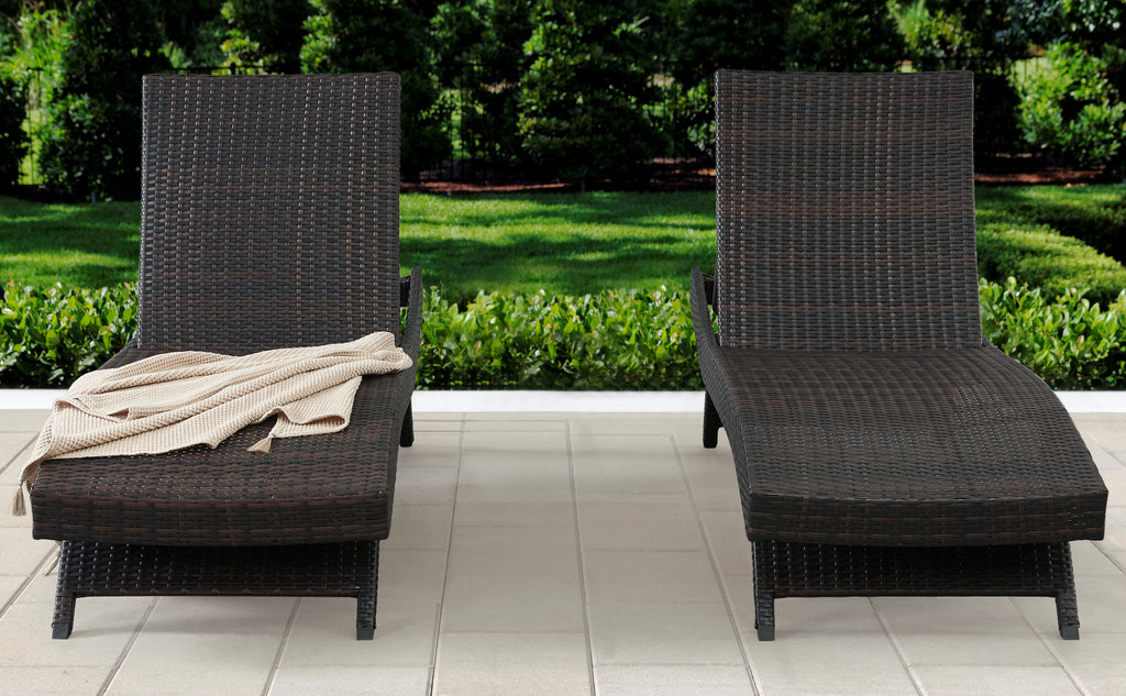 Outdoor Wicker Chaise Lounges (Set of 2), 79 inch, Dark Brown - Chic Crate