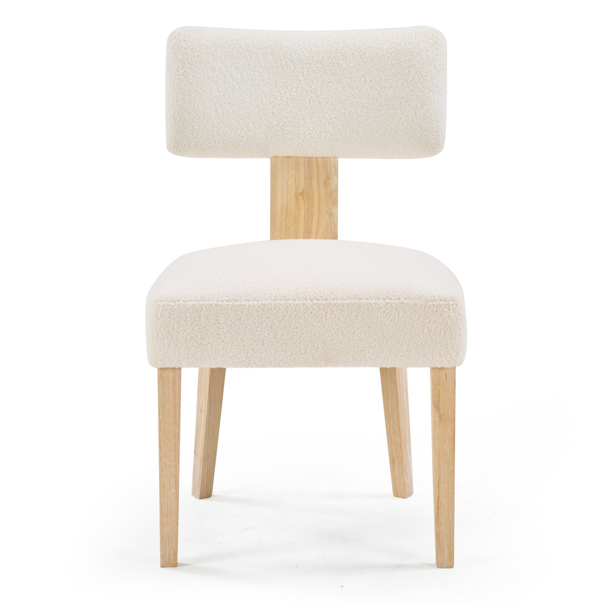 Set of 2 Modern Wooden Dining Chairs, Beige Fabric Upholstered Kitchen Side Chairs for Dining Room
