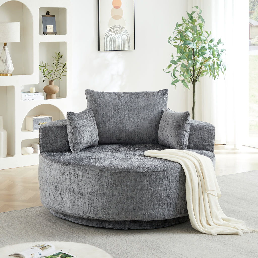 Fluffy Swivel Chair Modern Sleeper Chair for Living Room Bedroom Lounge and Home Theater