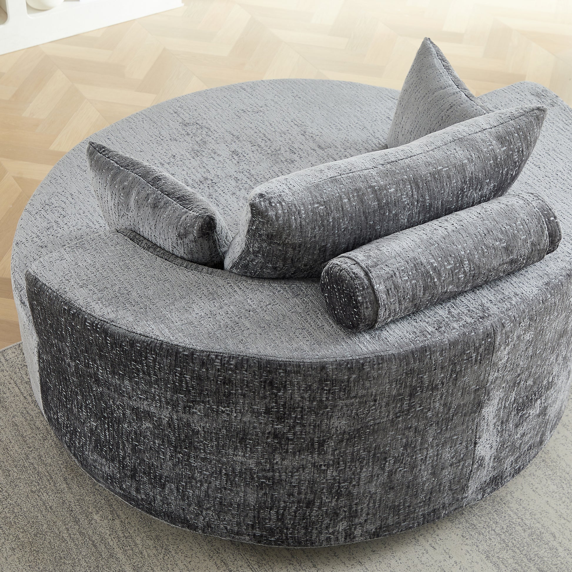 Fluffy Swivel Chair Modern Sleeper Chair for Living Room Bedroom Lounge and Home Theater