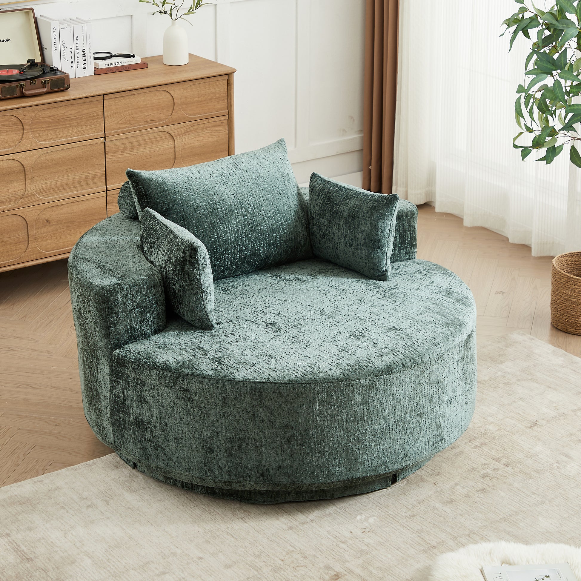 360 Degree Swivel Sleeper Chair Cozy Foam Chair for Living Room and Projection Room