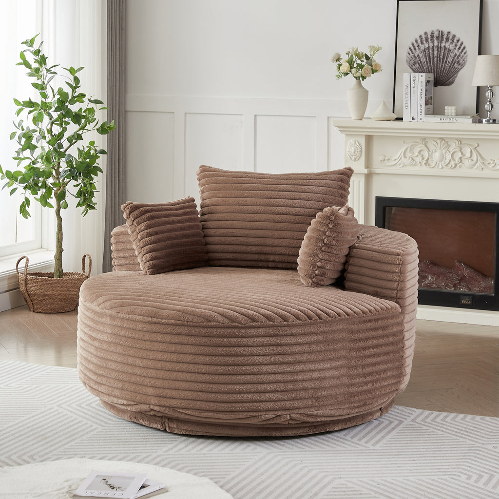 Cozy Corduroy Swivel Chair Modern Sleeper Chair for Living Room Bedroom and Home Lounge