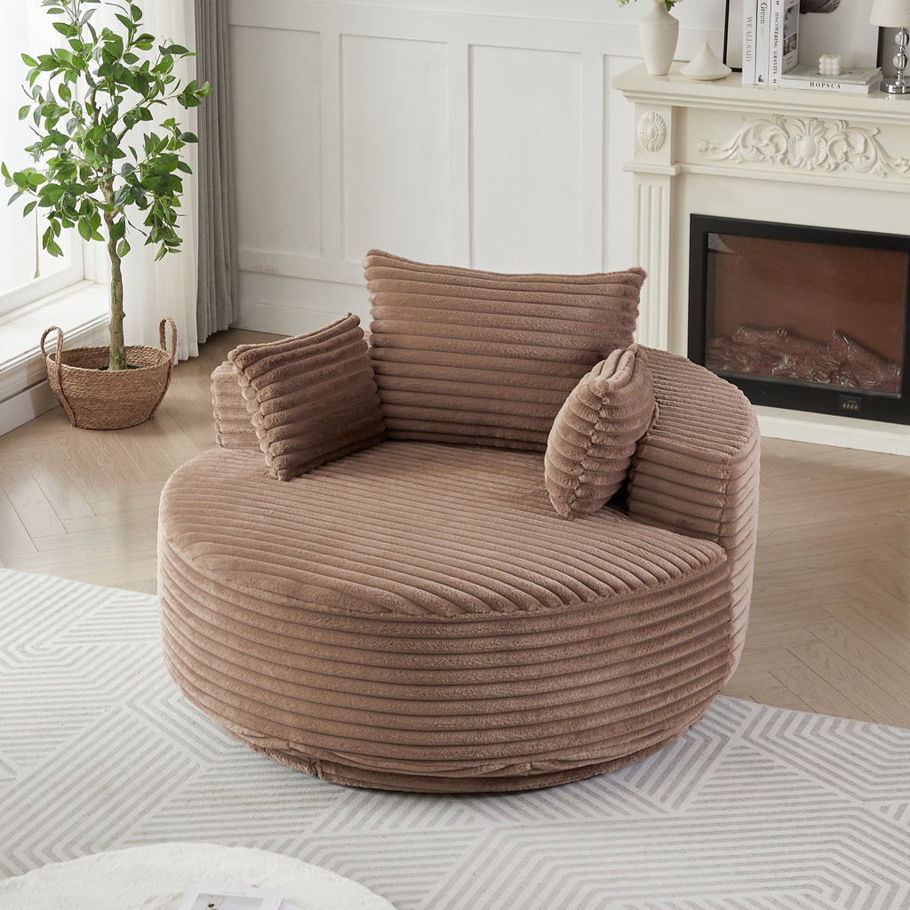Cozy Corduroy Swivel Chair Modern Sleeper Chair for Living Room Bedroom and Home Lounge