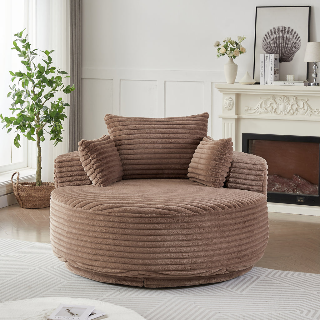 Cozy Corduroy Swivel Chair Modern Sleeper Chair for Living Room Bedroom and Home Lounge
