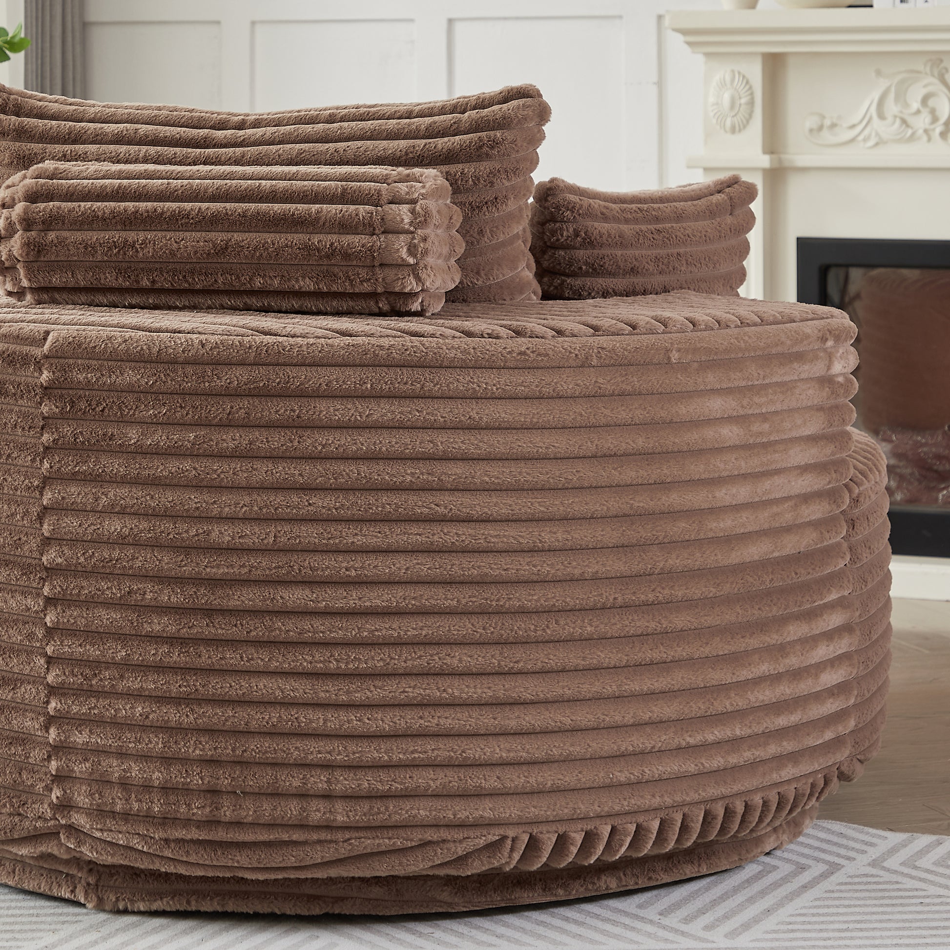 Cozy Corduroy Swivel Chair Modern Sleeper Chair for Living Room Bedroom and Home Lounge