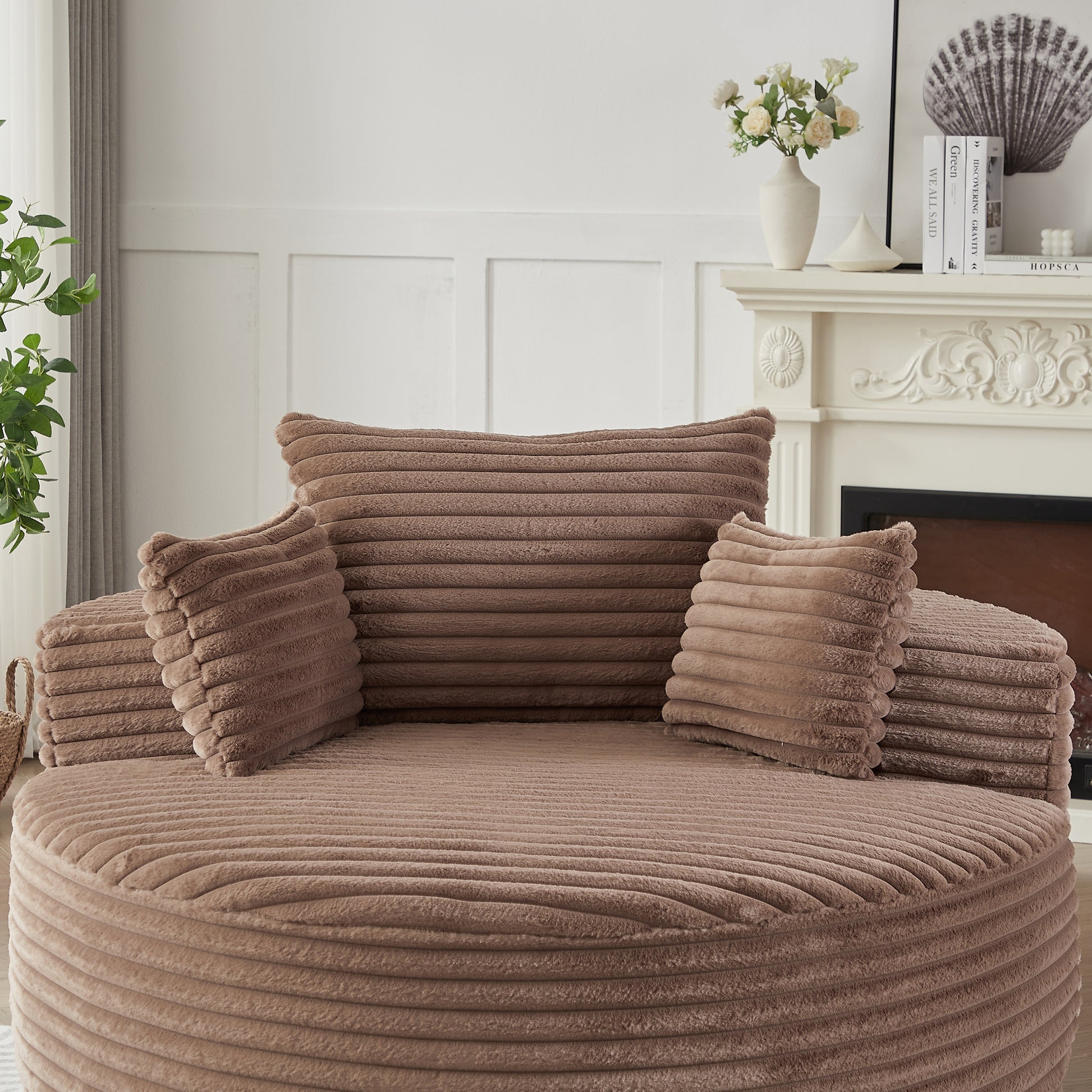 Cozy Corduroy Swivel Chair Modern Sleeper Chair for Living Room Bedroom and Home Lounge