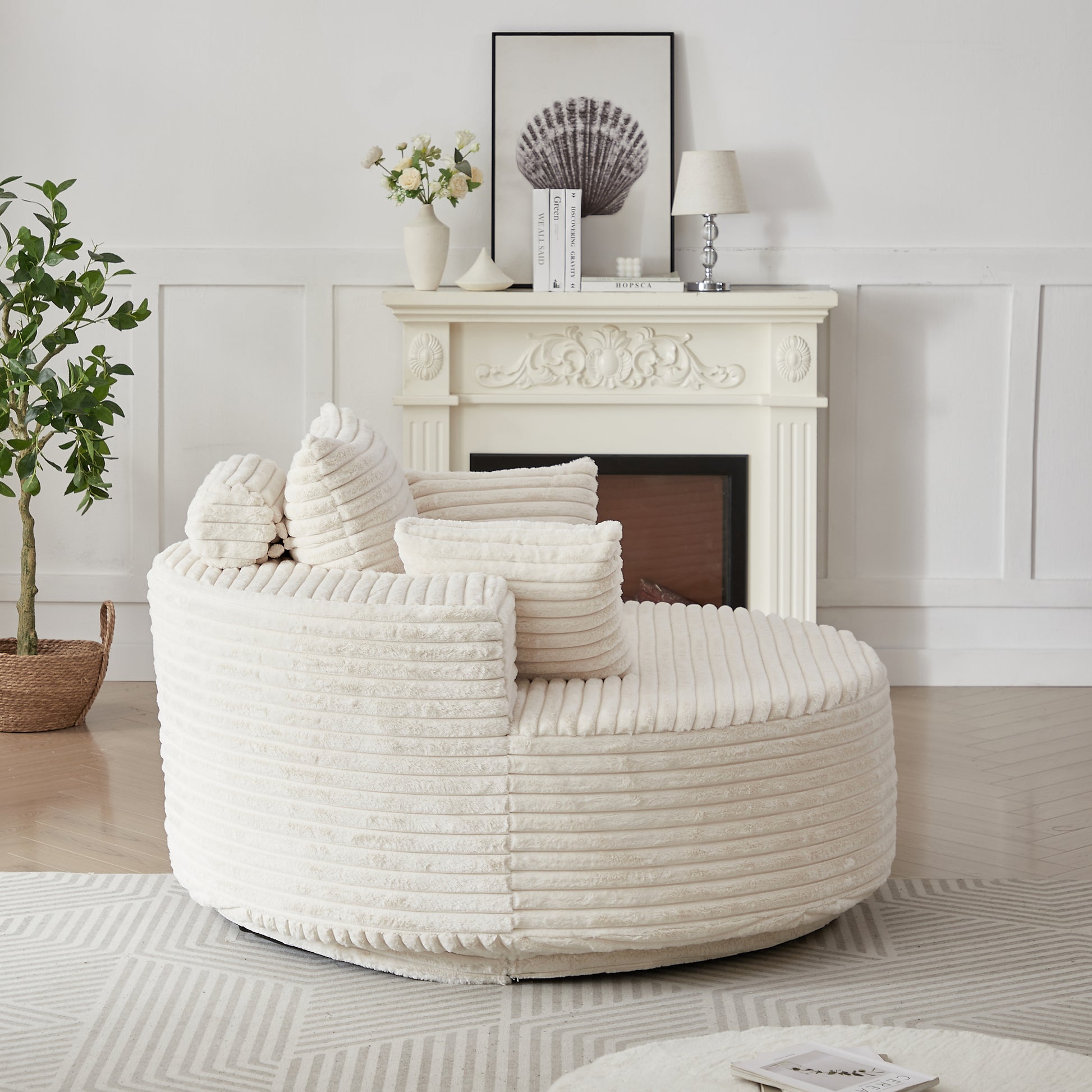 Soft Upholstered Swivel Chair Comfortable Modern Sleeper for Bedroom and Lounge Area