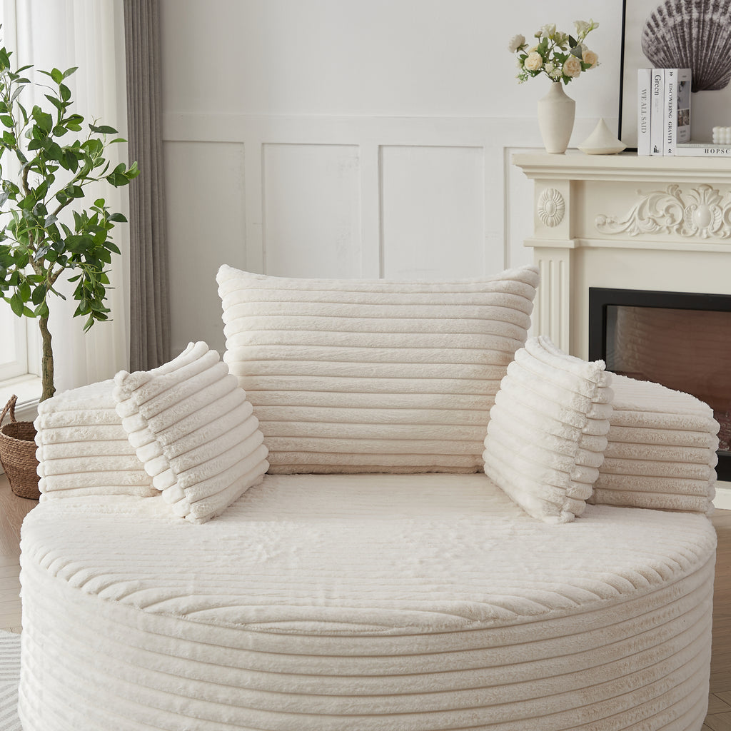 Soft Upholstered Swivel Chair Comfortable Modern Sleeper for Bedroom and Lounge Area