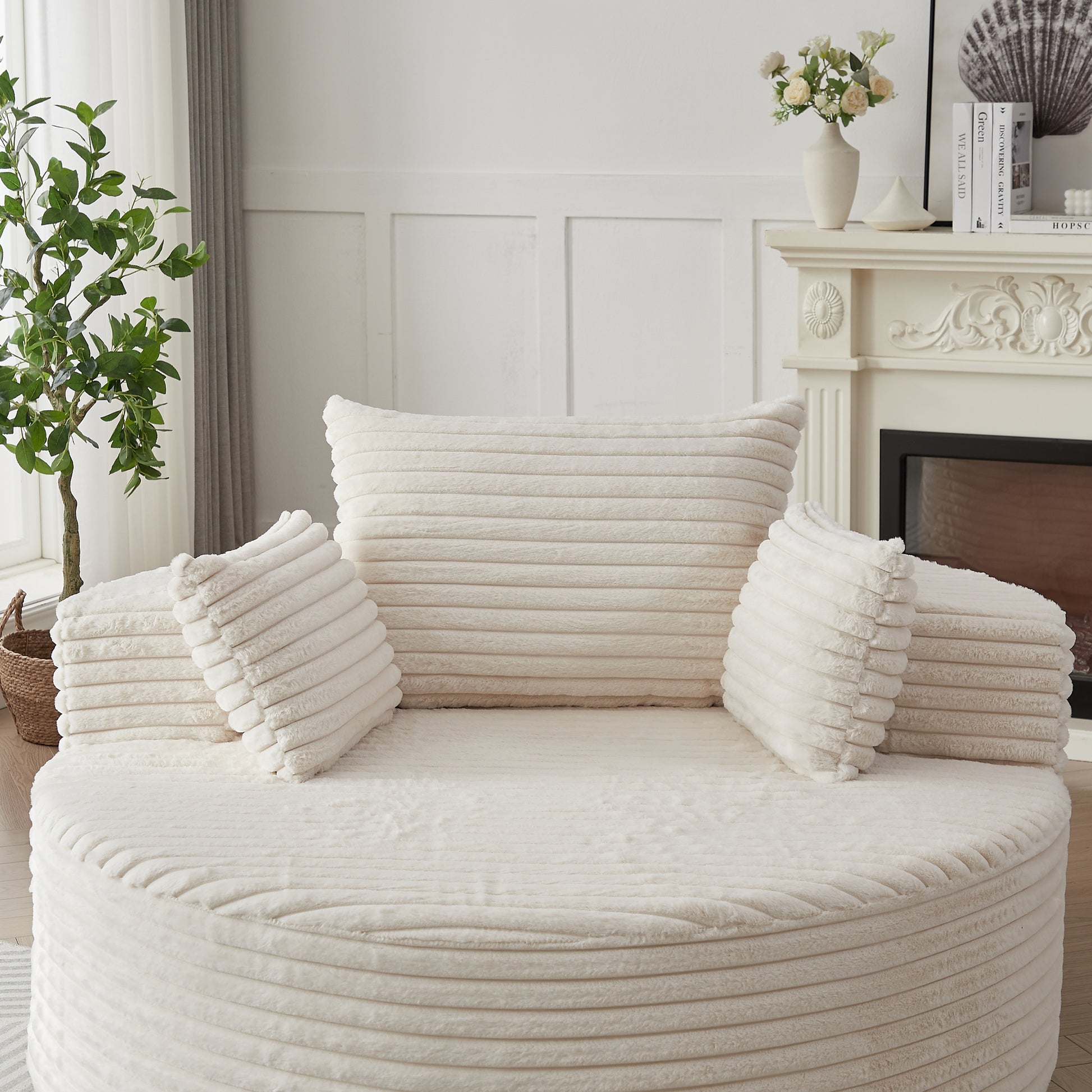 Soft Upholstered Swivel Chair Comfortable Modern Sleeper for Bedroom and Lounge Area