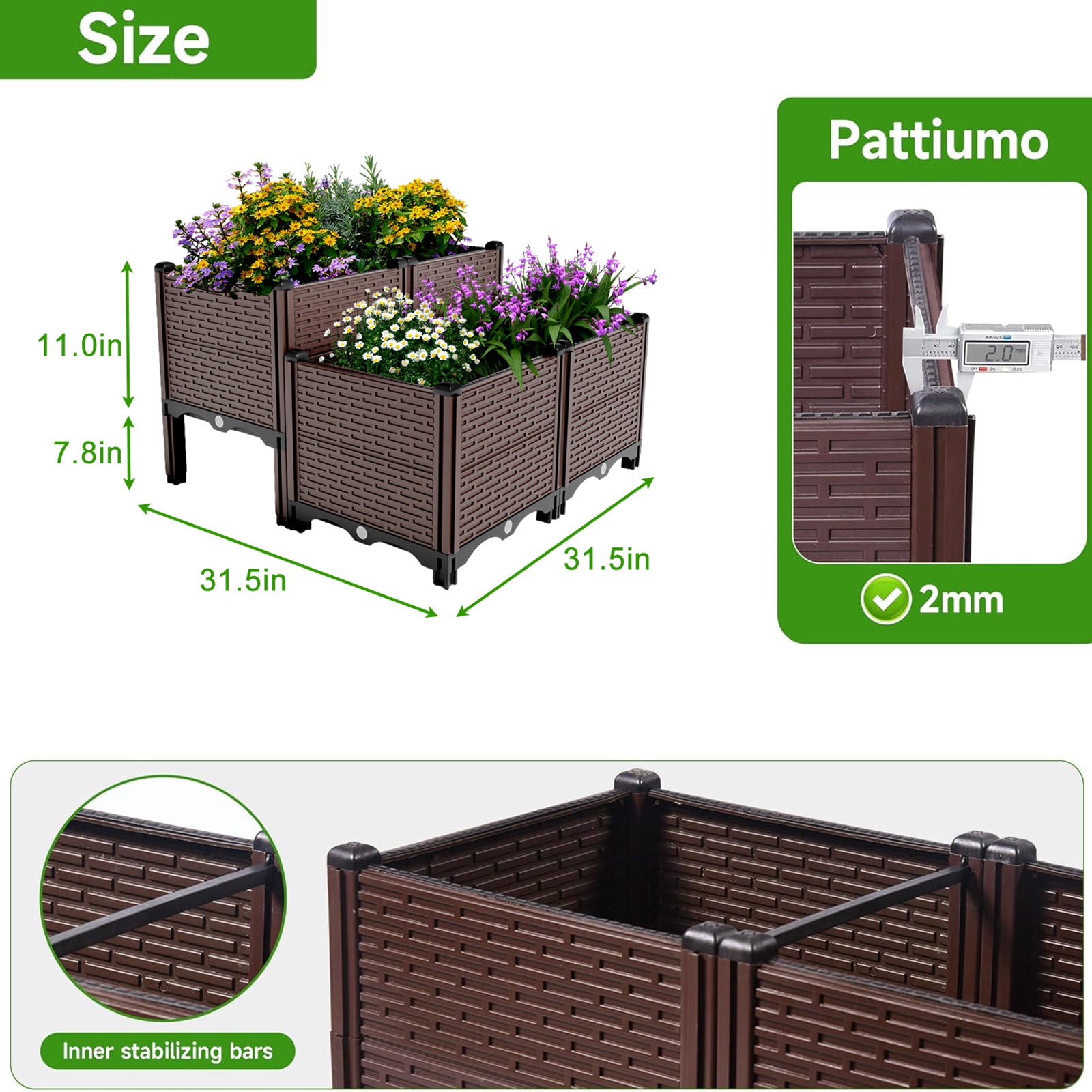 Self Watering Raised Garden Bed Kit Elevated Planter Boxes for Outdoor Flowers Vegetables Herbs