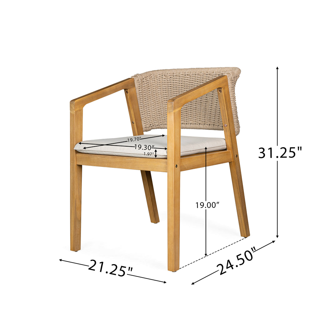 Outdoor Wicker Dining Chair Set with Cushions, 2-Pack, Weather Resistant Patio Seating