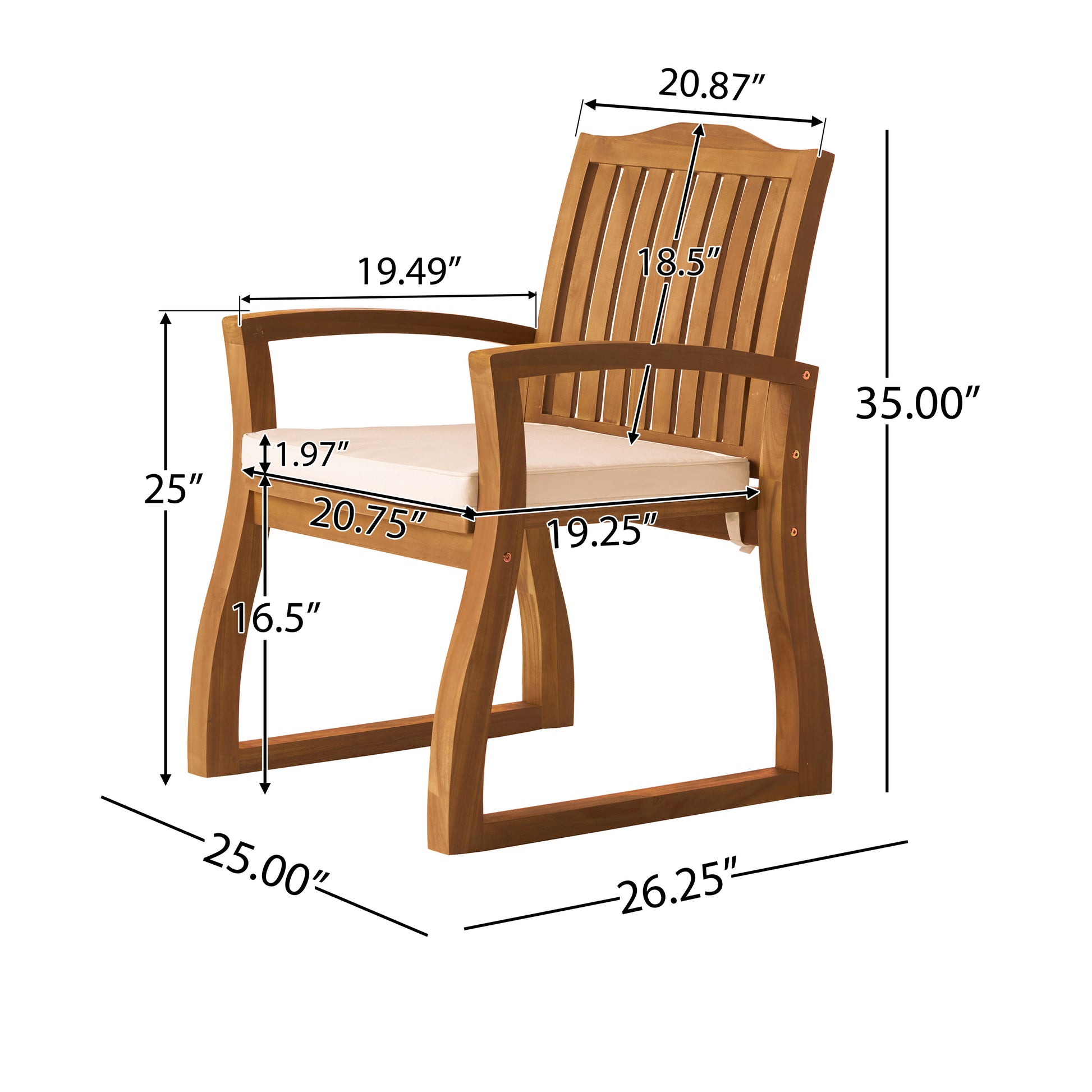 Mid-Century Modern Wood Armchair Upholstered Accent Chair for Living Room