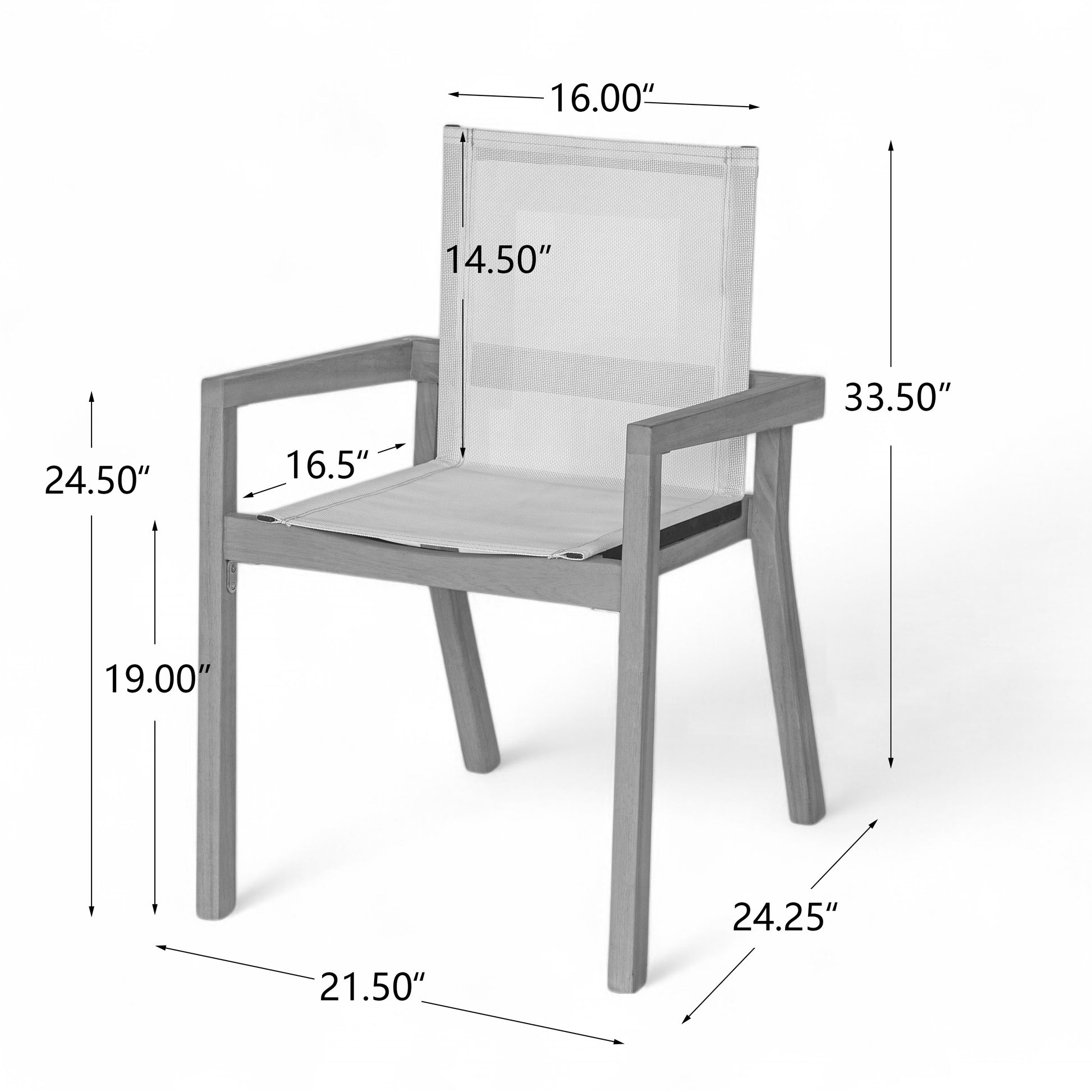 Teak Finish Outdoor Dining Chairs Set of 2 Wood Frame Patio Chairs with Textile