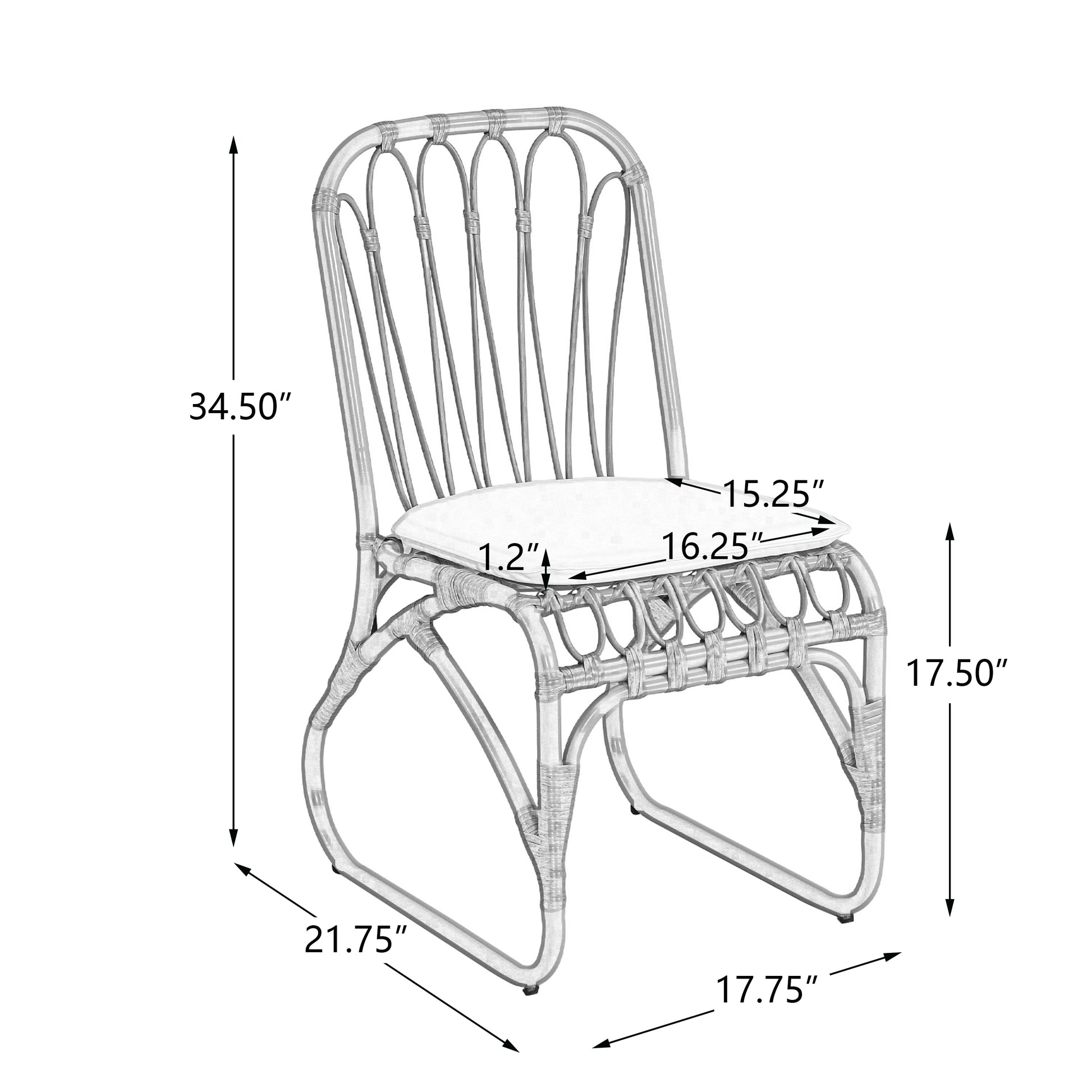 Outdoor Rattan Dining Chairs Set of 2 Wicker Patio Chairs with Washable Cushions