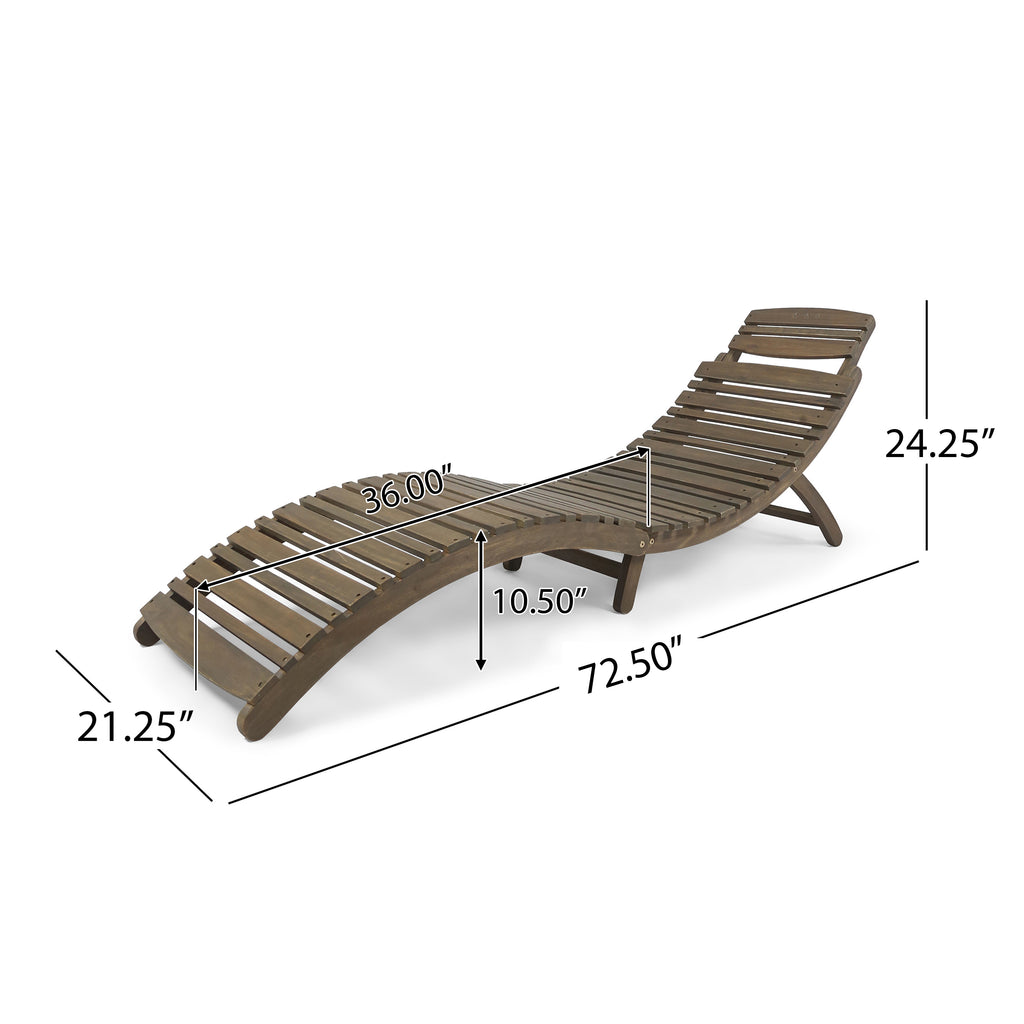 LAHAINA WOOD FOLDABLE CHAISE LOUNGE - GREY