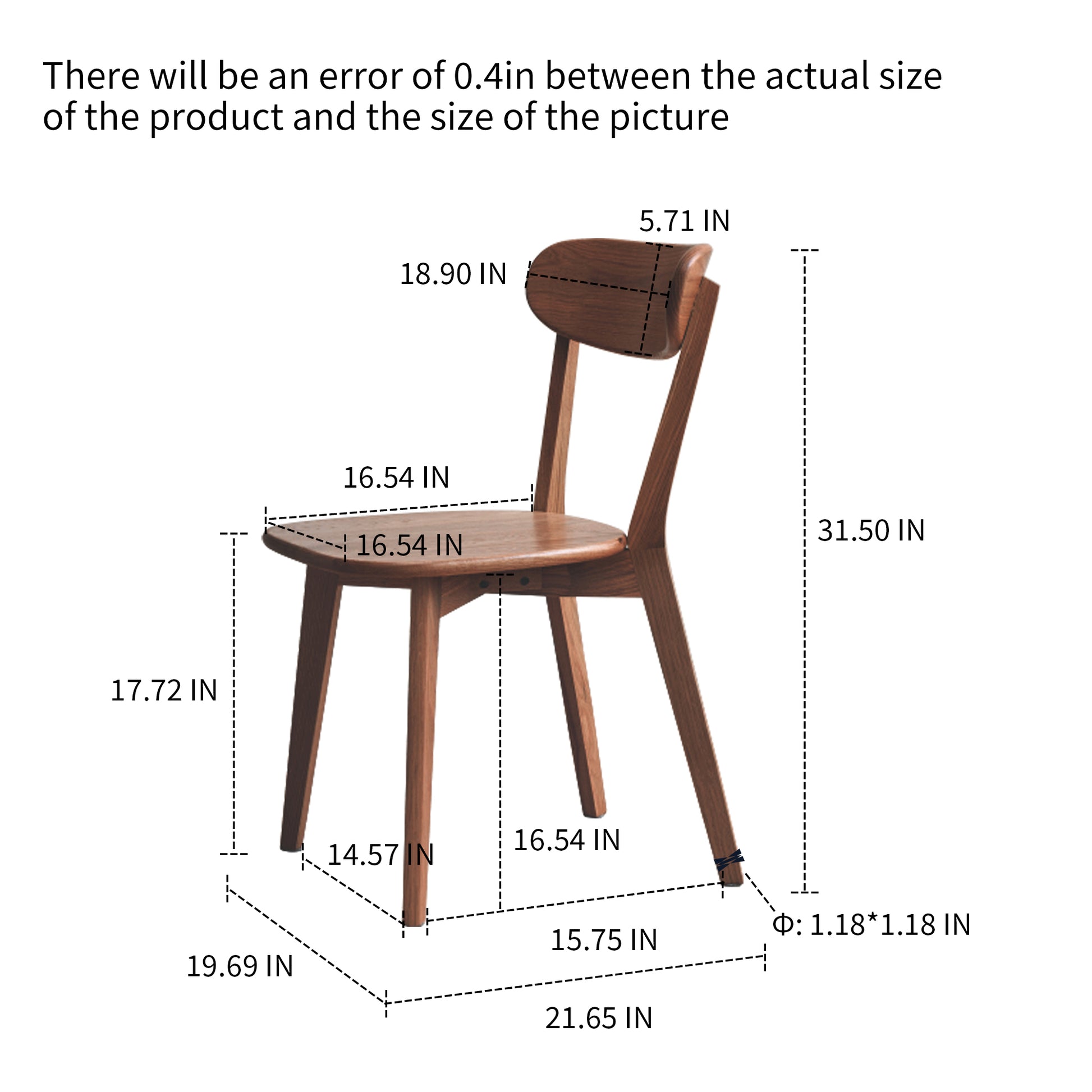 Set of 4 Premium Solid Oak Wood Dining Chairs Modern 46.5x54x80cm