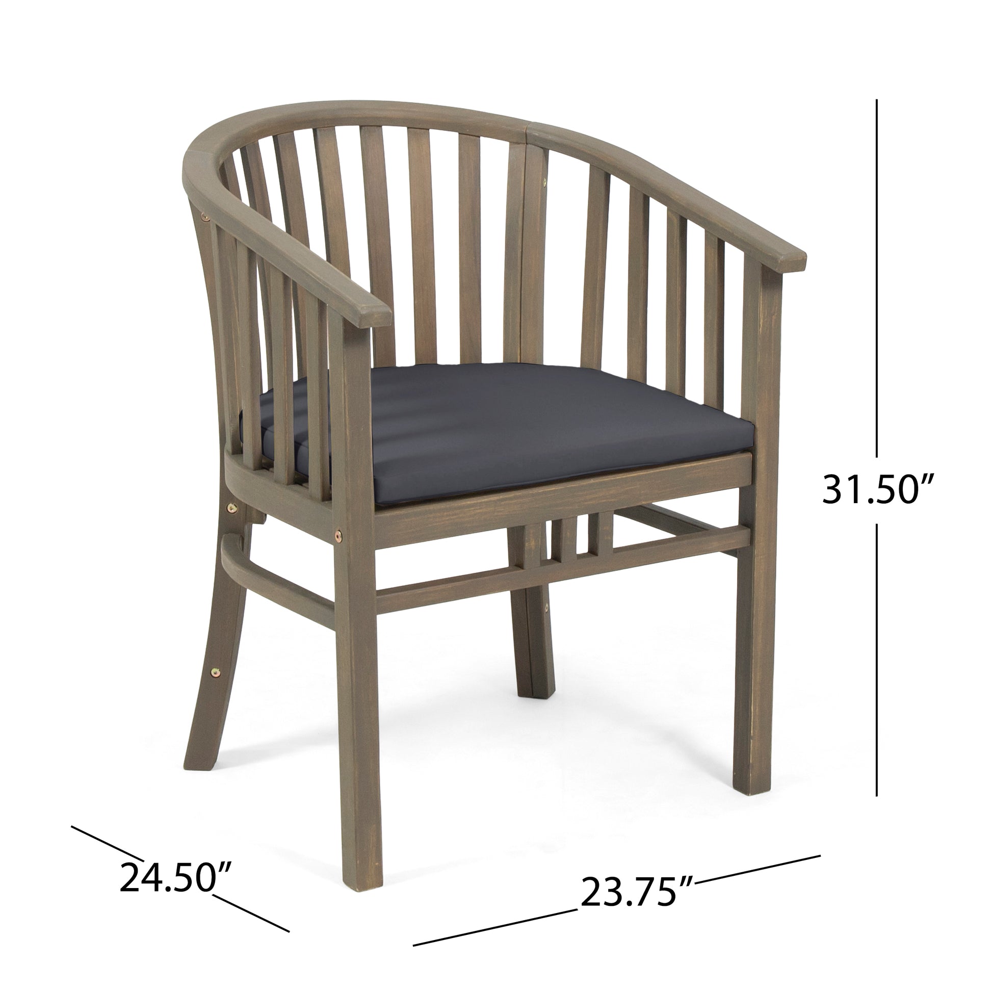 Outdoor Wooden Dining Chair Set with Cushions, 2-Pack, Weather Resistant Patio Seating