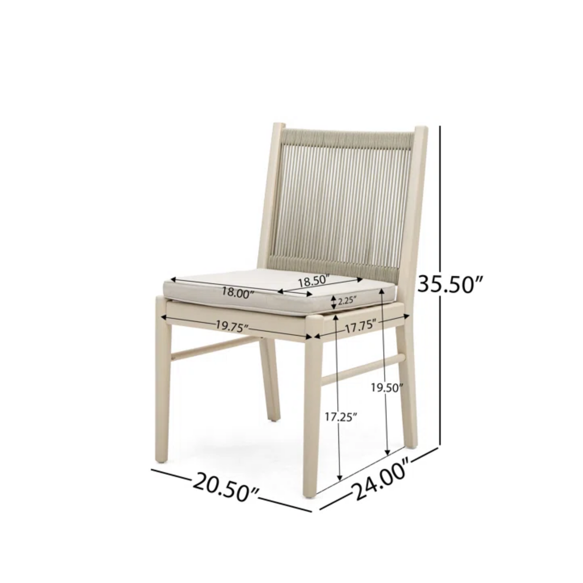 Outdoor Woven Back Dining Chair Set with Cushions, Weather Resistant Patio Seating