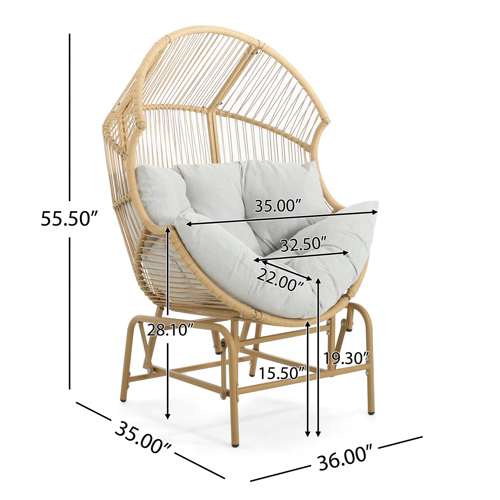 Palos Outdoor Wicker Glider Chair - Light Brown