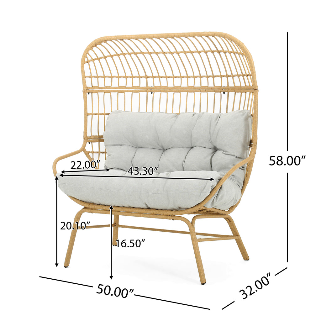 Palos Outdoor Wicker Loveseat - Light Brown