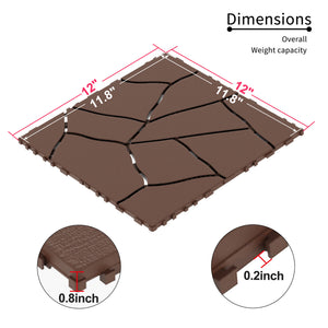 Chic Crat 44-Pack 12'' Stone Style Interlocking Deck Tiles –  Red Brown