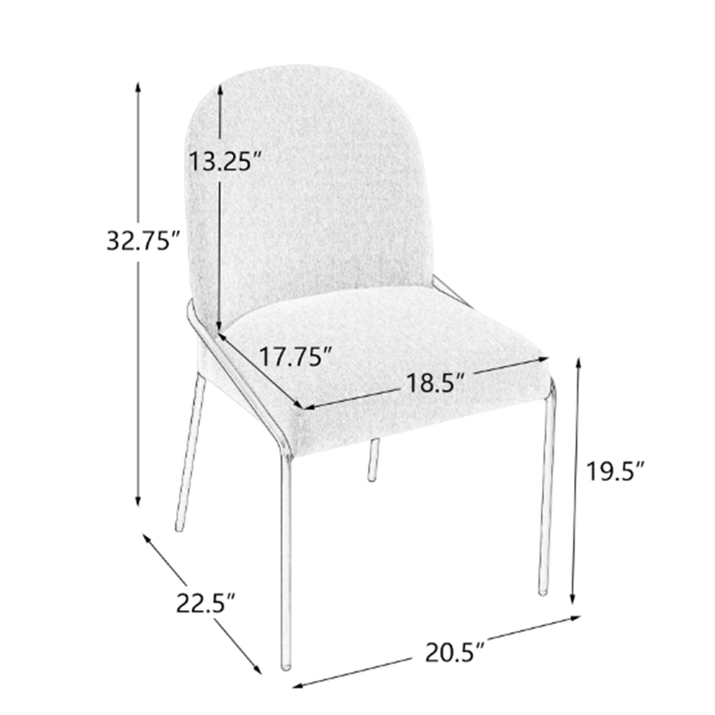 Modern Upholstered Dining Chairs with Curved High-Back & Bronze Iron Frame (Set of 2)