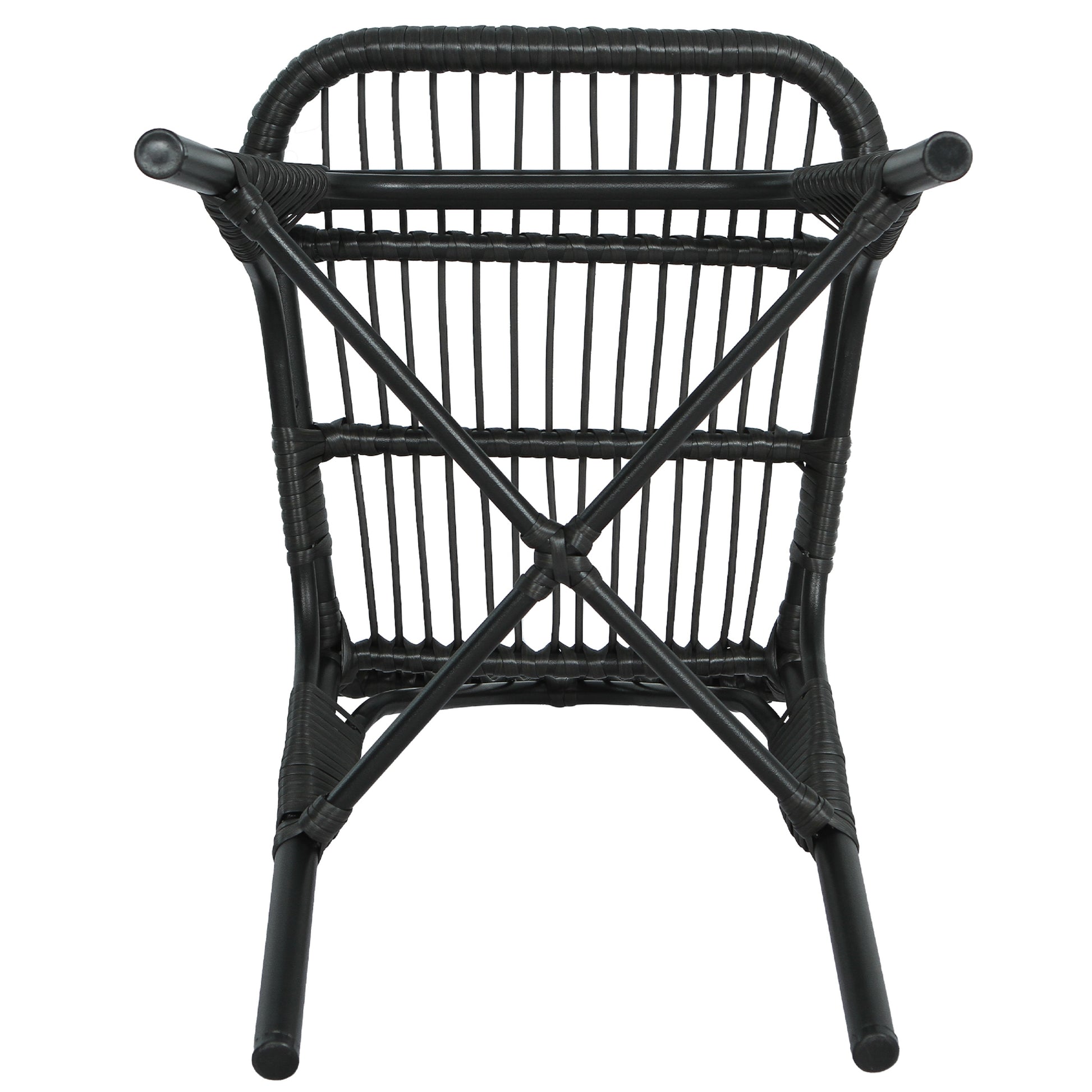Outdoor PE Wicker Patio Dining Chairs Set of 2 Rattan Bistro Chairs for Backyard