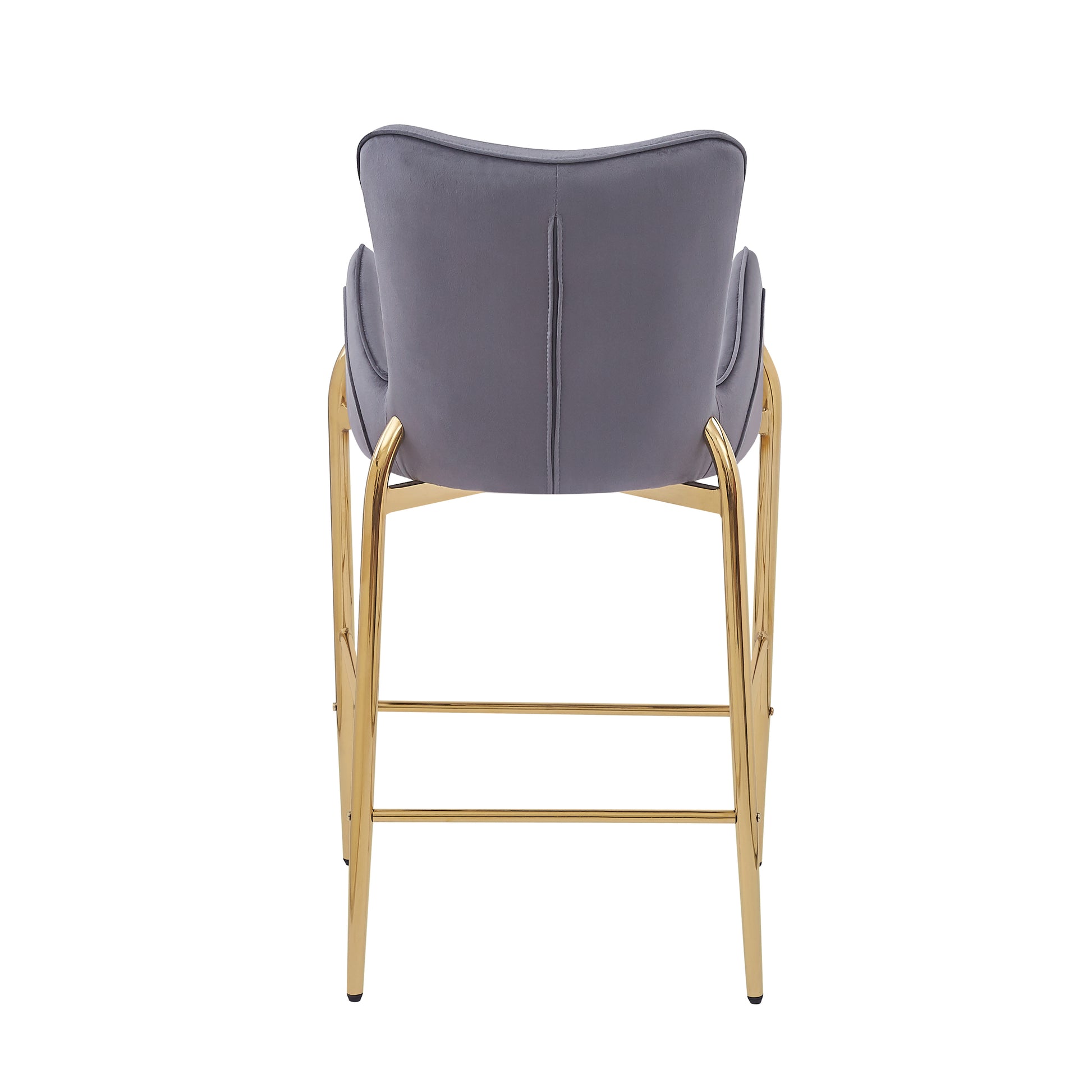 Counter Height Bar Stools Set of 2 Velvet Upholstered Stools with Golden Legs