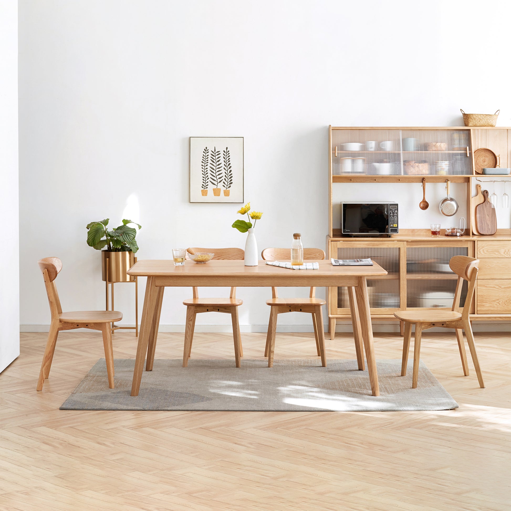 Set of 2 Rustic Solid Oak Wood Dining Chairs Kitchen 46.5x54x80cm