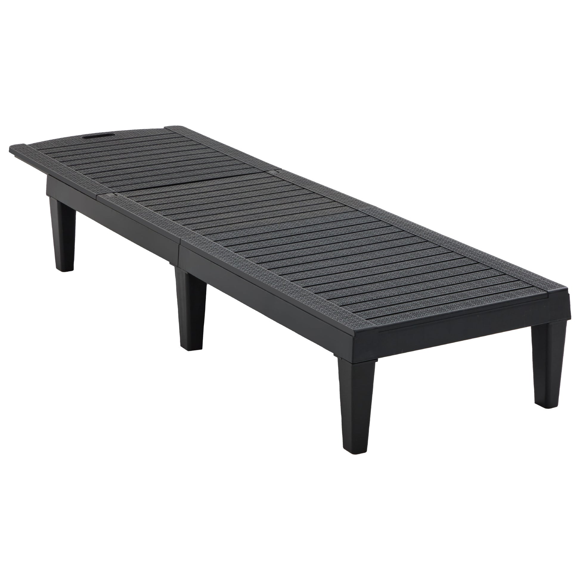2-Piece Outdoor Chaise Lounges Resin Pool Lounge Chairs Outdoor Chaise Lounge Chair Set with Adjustable Backrest (Set of 2) for Patio, Poolside or Beach, Black