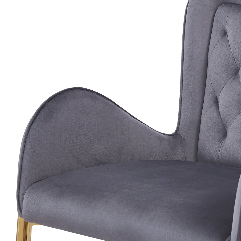 Counter Height Bar Stools Set of 2 Velvet Upholstered Stools with Golden Legs