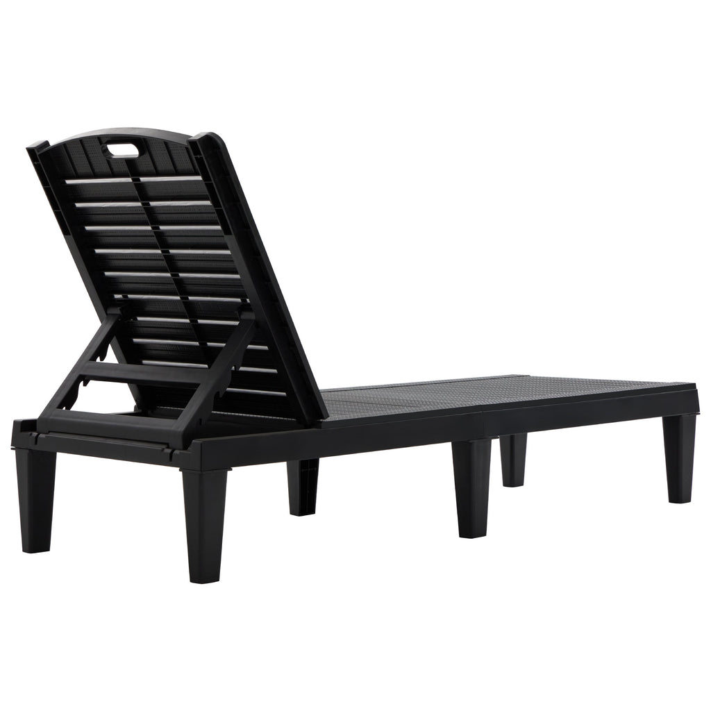 2-Piece Outdoor Chaise Lounges Resin Pool Lounge Chairs Outdoor Chaise Lounge Chair Set with Adjustable Backrest (Set of 2) for Patio, Poolside or Beach, Black