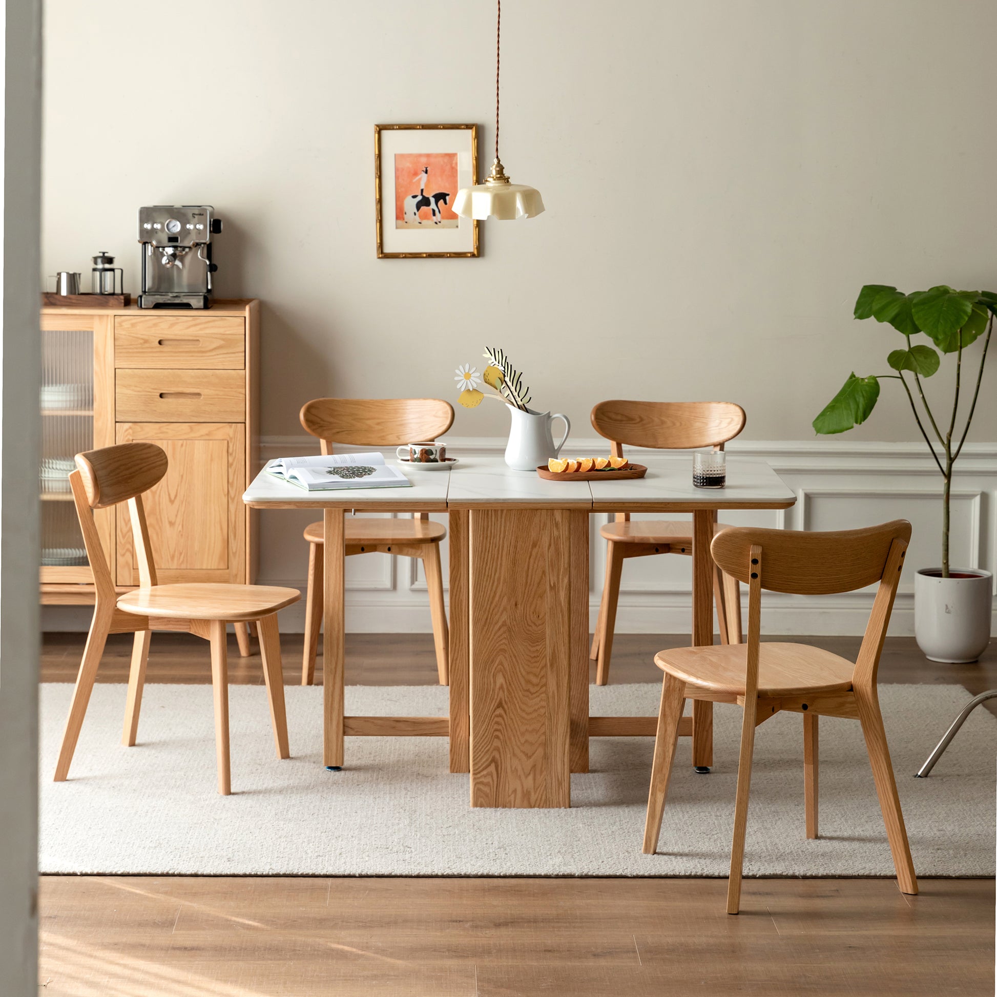 Set of 2 Rustic Solid Oak Wood Dining Chairs Kitchen 46.5x54x80cm