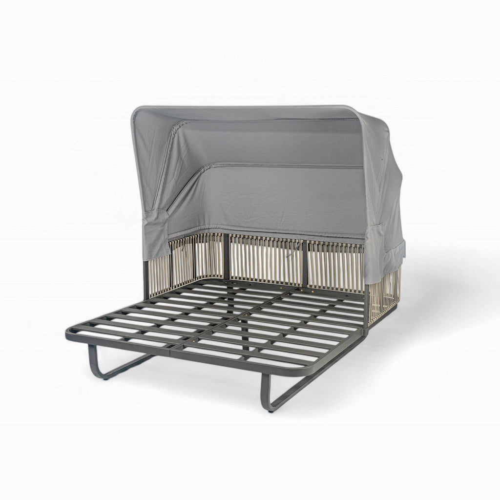 57" Outdoor Patio Daybed Rattan Daybed Outdoor Sunbed with Detachable Pillows for Patio, Backyard, Pool, Grey