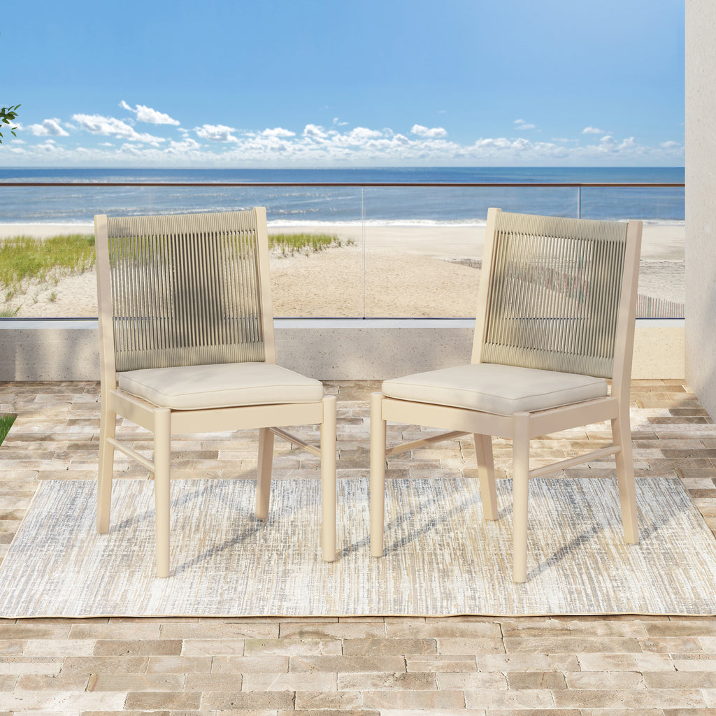 Outdoor Woven Back Dining Chair Set with Cushions, Weather Resistant Patio Seating