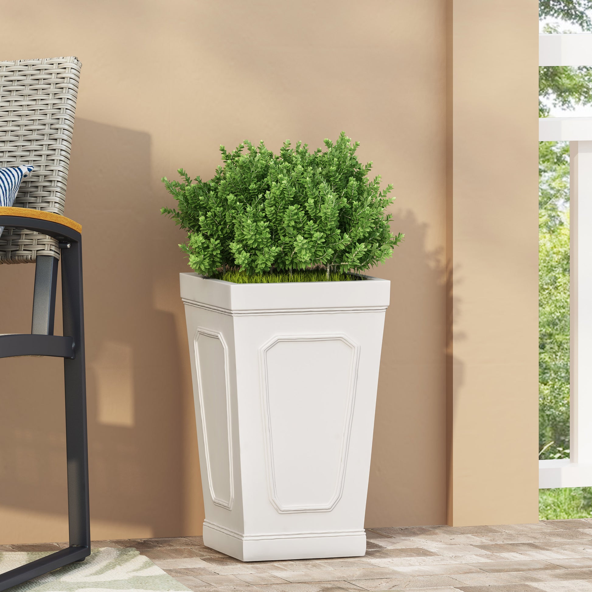 Tall Outdoor Planter Pots with Drainage Holes Decorative Flower Pots for Porch Patio Deck