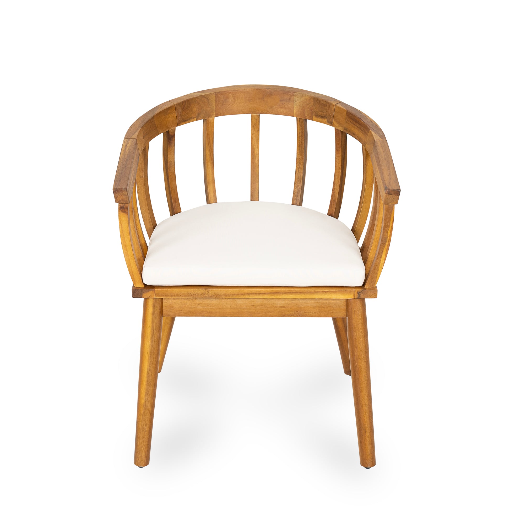 Set of 2 Outdoor Dining Armchair with Cushion – Acacia Wood Patio Chair for Deck, Backyard