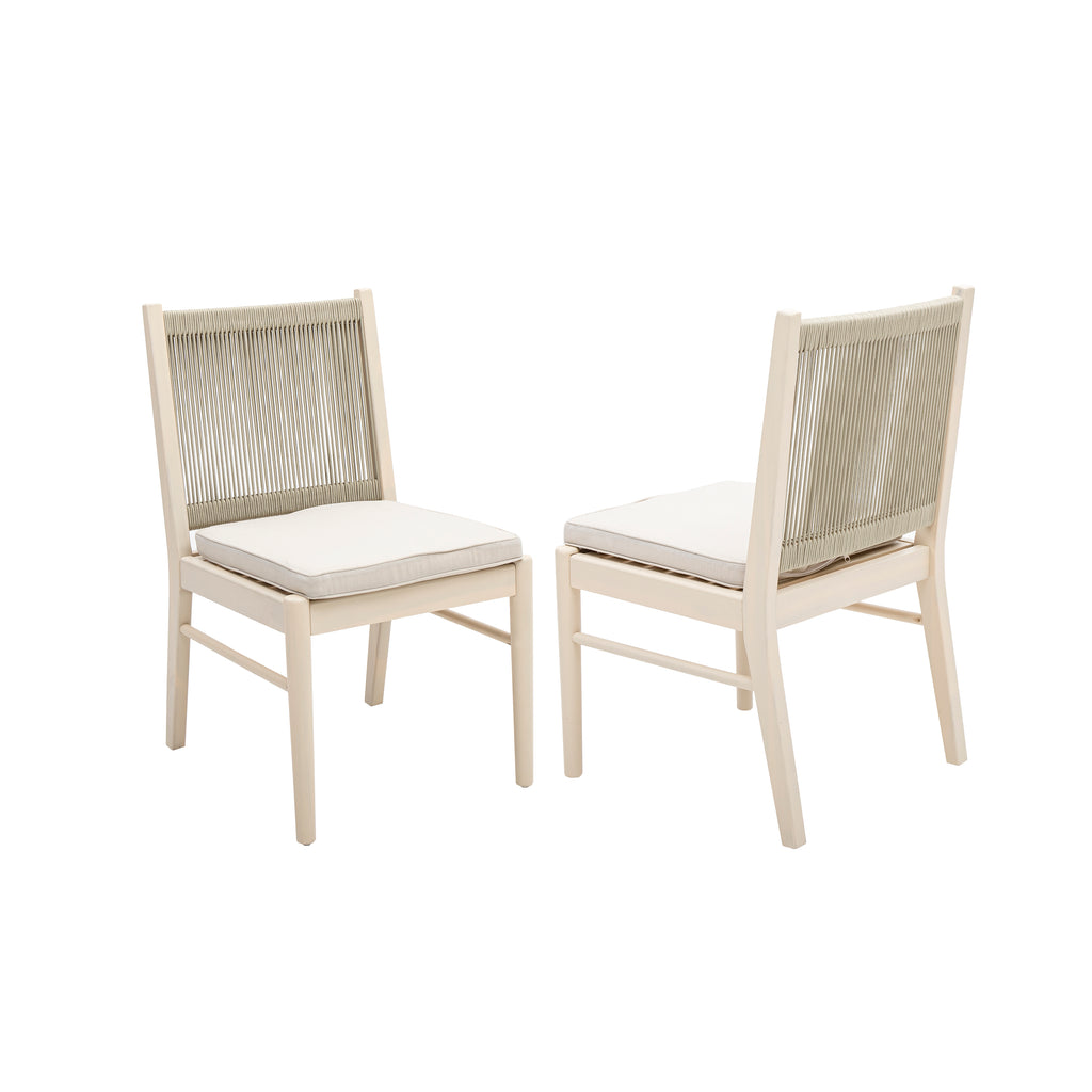 Outdoor Woven Back Dining Chair Set with Cushions, Weather Resistant Patio Seating