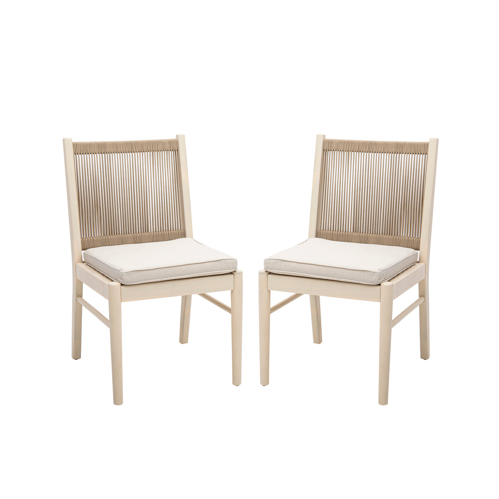 Outdoor Woven Back Dining Chair Set with Cushions, Weather Resistant Patio Seating