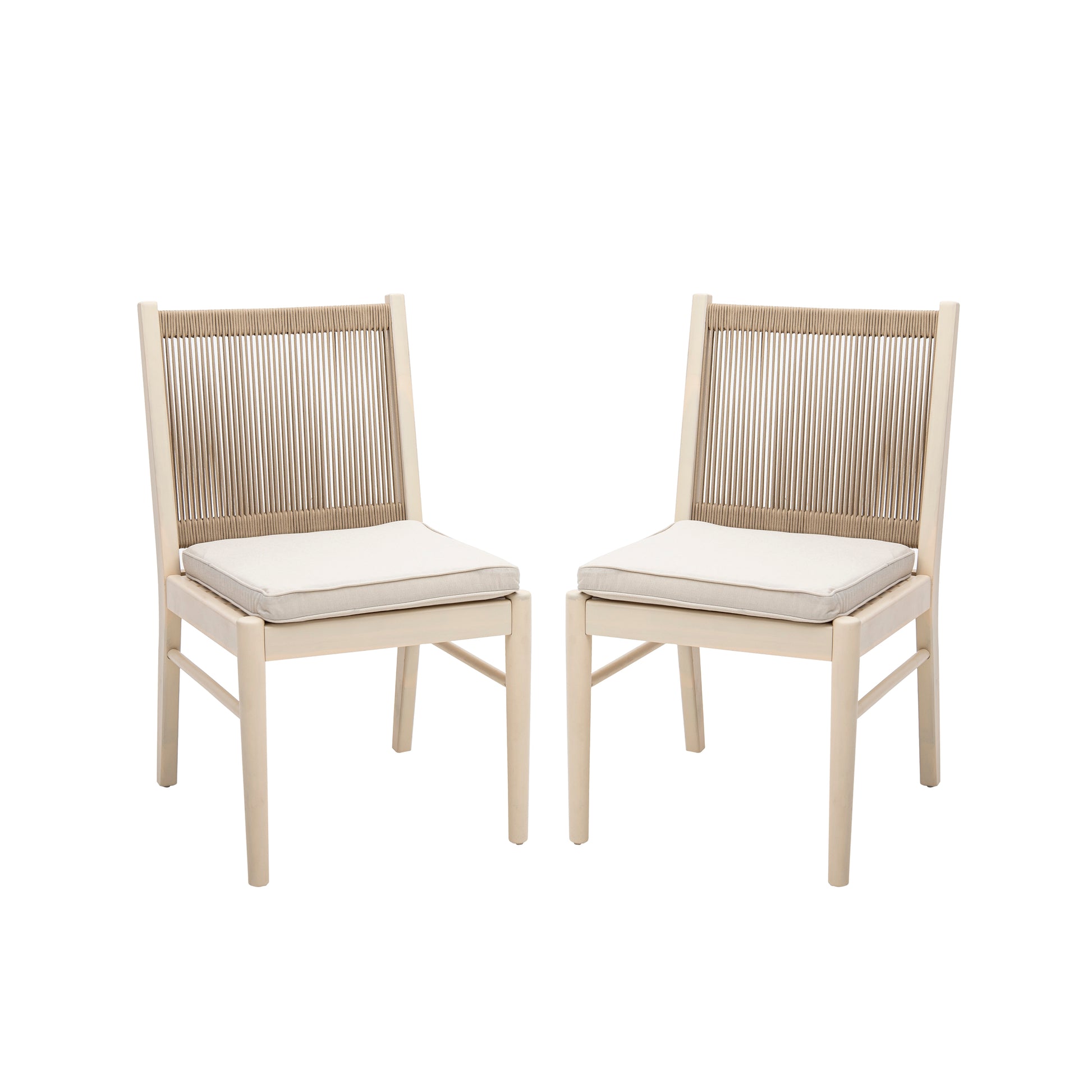 Outdoor Woven Back Dining Chair Set with Cushions, Weather Resistant Patio Seating