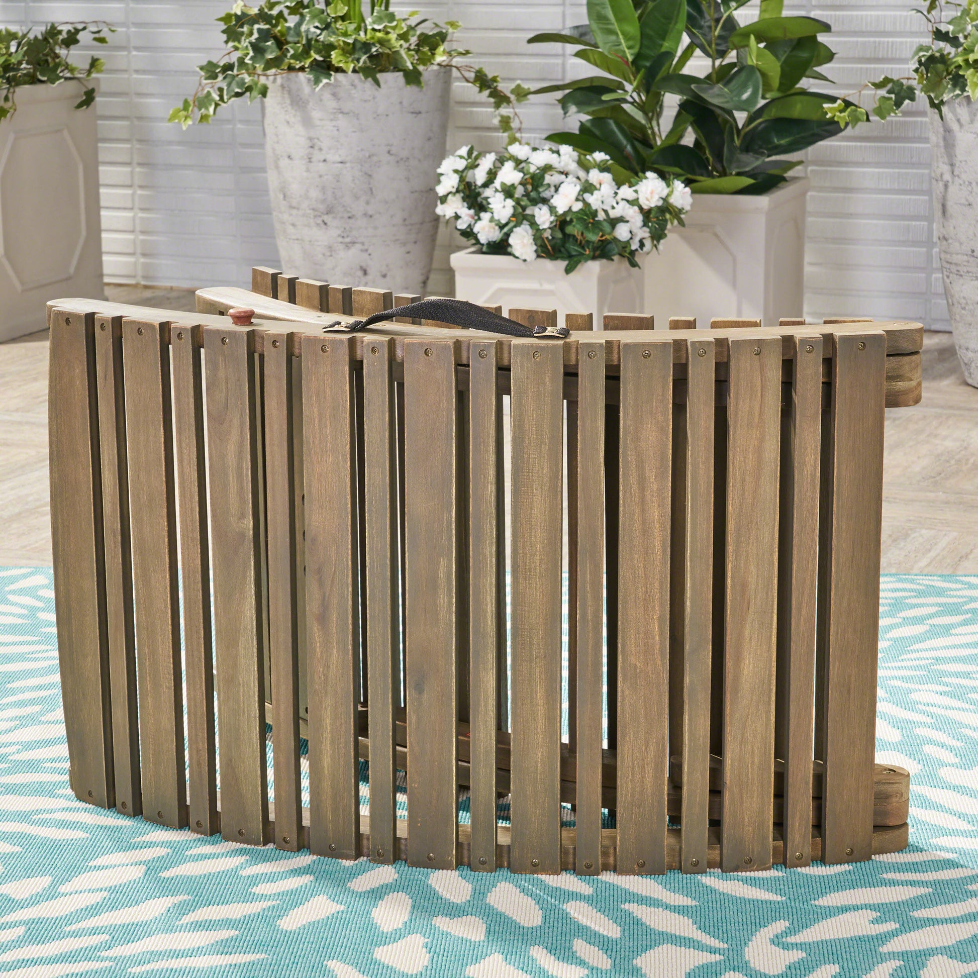 LAHAINA WOOD FOLDABLE CHAISE LOUNGE - GREY